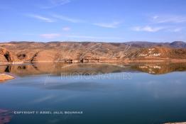 Image du Maroc Professionnelle de  Le barrage Laghrasse "dit barrage Hassan II", il se situe à 50 km au sud est de Taourirte au nord du Maroc, Samedi 10 Février 2006, ce barrage fournit en eau potable  le barrage Mohammed V qui sert de lien pour Machraa Hammadi,  ce dernier permet l'approvisionnement des centre de Taourirte et El Aïoun Sidi Mellouk. (Photo / Abdeljalil Bounhar) 